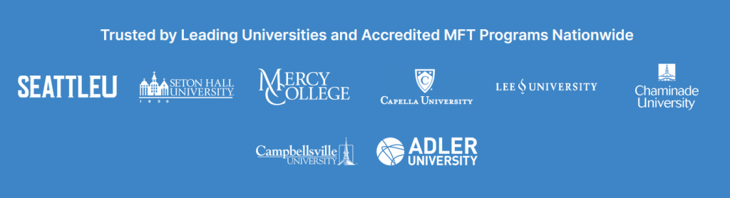 Logos and names of Family Solutions Institute's university partners.
