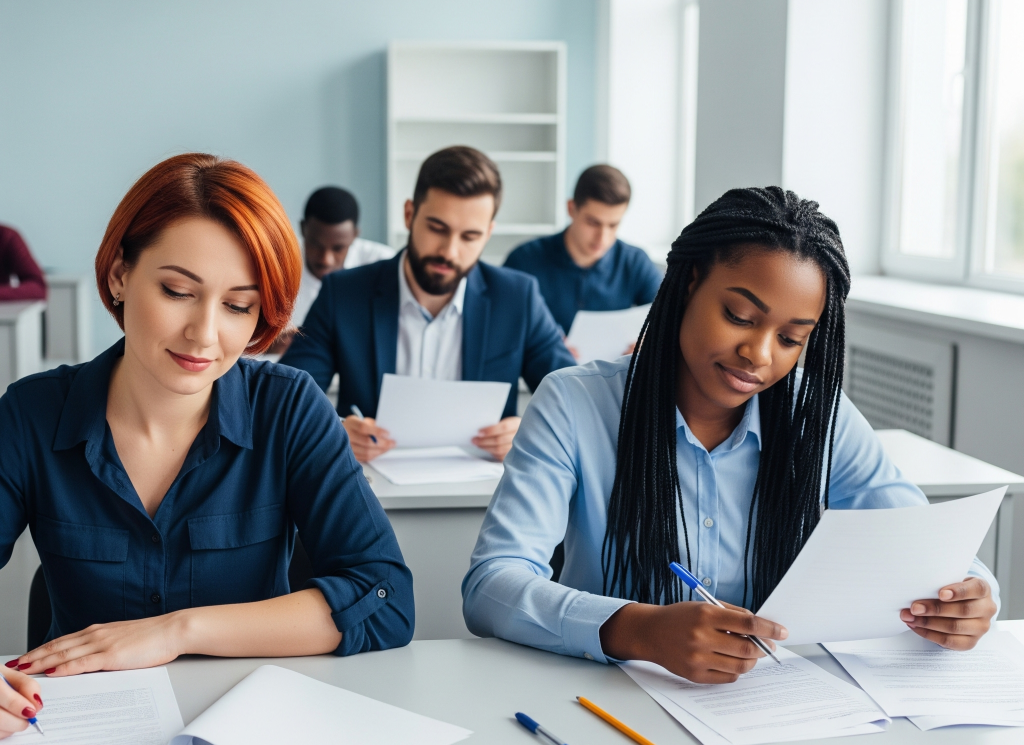 professional students taking exam
