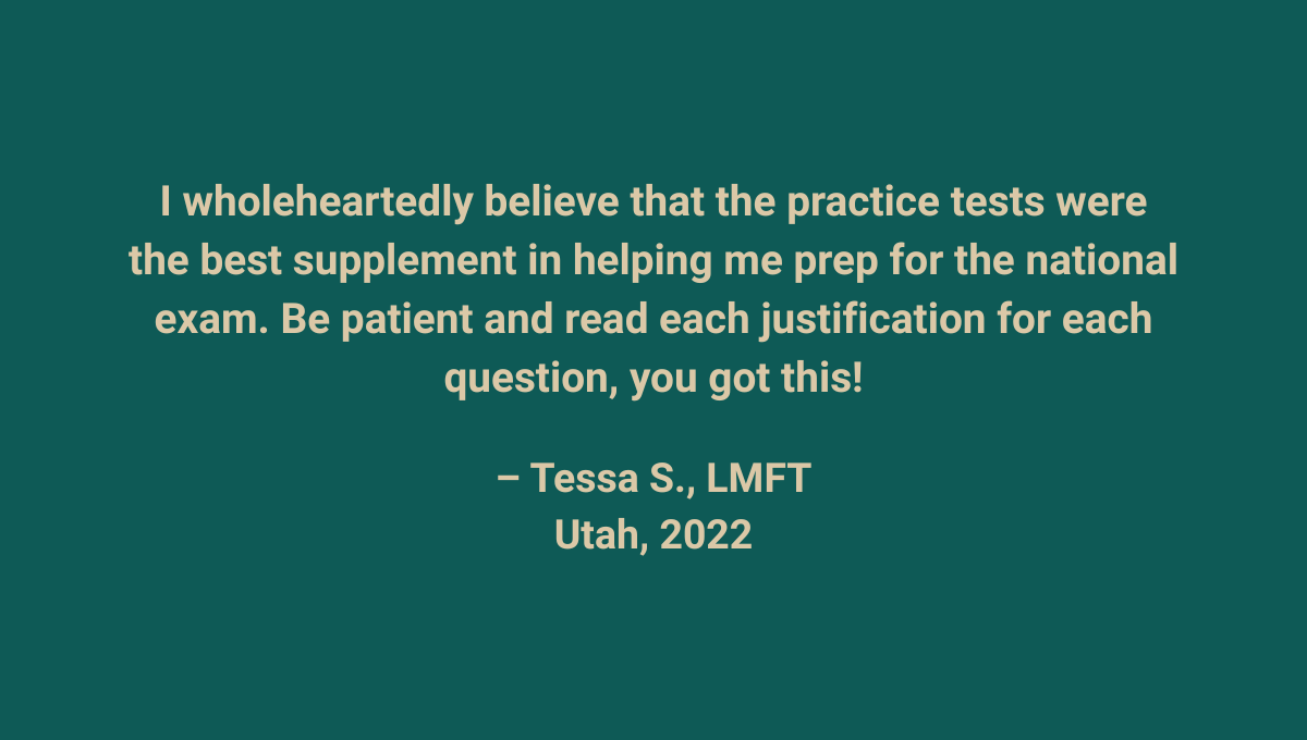 Customer feedback on the benefits of FSI practice exams, which are instrumental in strengthening the understanding of all MFT concepts.