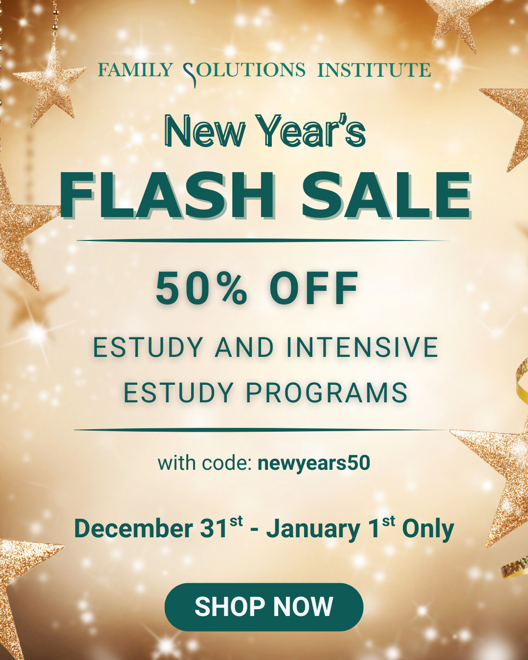 New Year's Flash Sale 50% Off eStudy and Intensive eStudy Programs