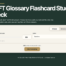 Screenshot preview of the MFT Glossary Flashcard Study Deck digital interface, showing simple interactive study controls